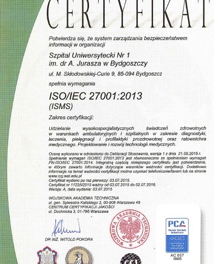 Certyfikat ISO 27001:2014