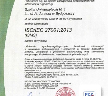 Certyfikat ISO 27001:2014
